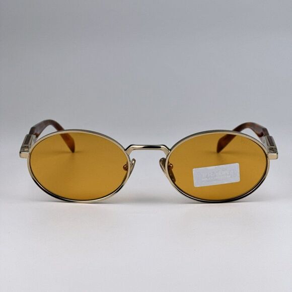 NEW Prada PR65ZS ZVN02Z Pale Gold Orange Oval Metal Unisex Sunglasses - Picture 6 of 13
